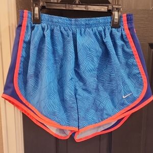 Nike Blue and Orange Athletic Shorts with Dri-FIT Technology
